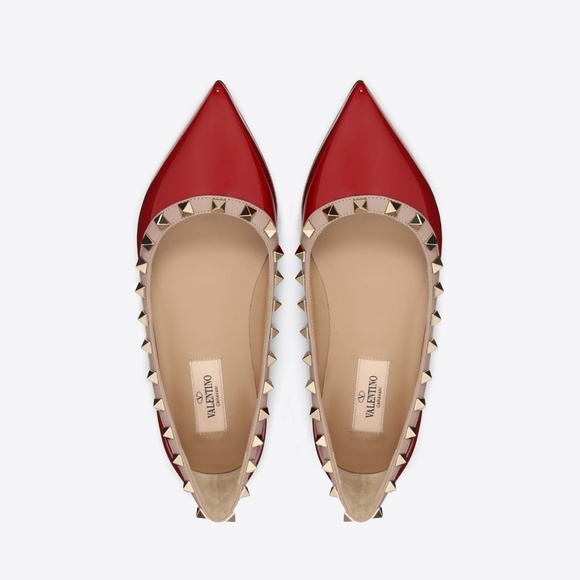 Valentino Garavani Ballet Flat red gold Spiked